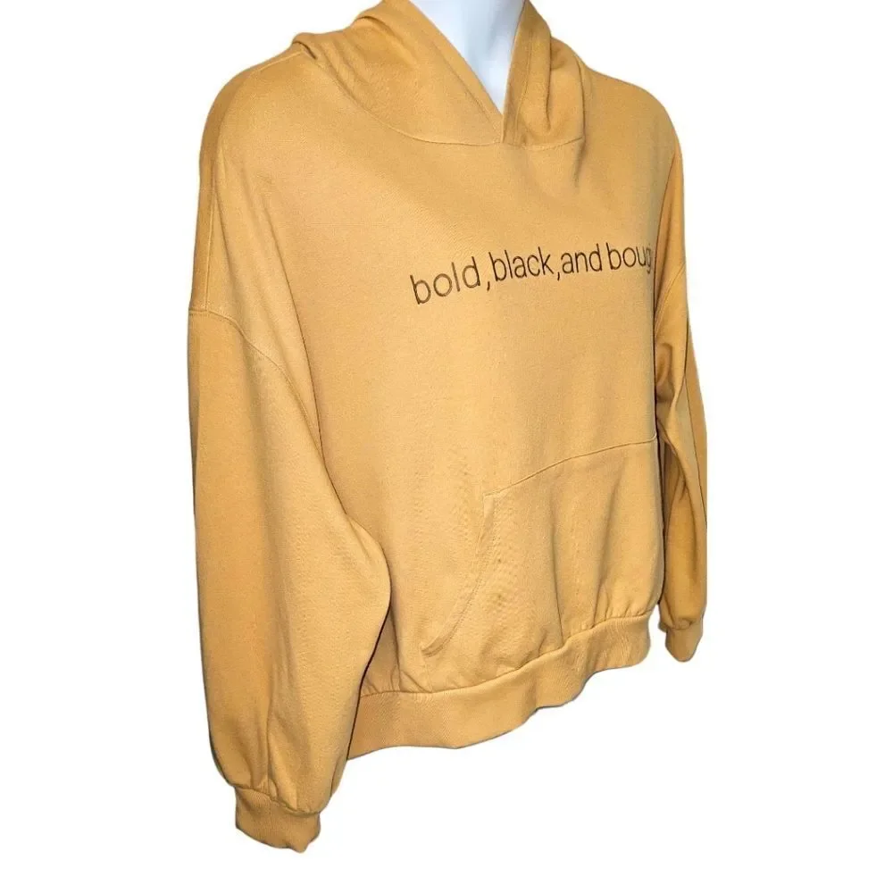 BLACK History Month Plus Size BOLD, BLACK BOUGIE Yellow Hooded Sweatshirt 3X - Picture 3 of 12